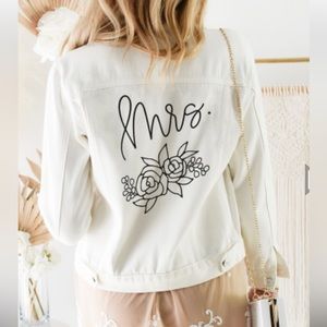 MRS jacket, white jean jacket, S/M, wedding bride jacket